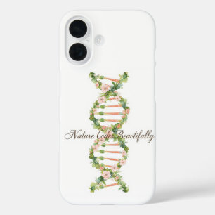 Bloemige DNA-helix watercolor kunst iPhone 16 Hoesje