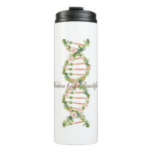 Bloemige DNA-helix watercolor kunst Thermosbeker