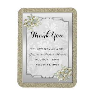 Bloemige Edelsteen Zilveren Lijst, Gouden & Zilver Magneet