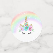 Bloemige eenhoorn confetti met regenboog en glitte (Kleine voorkant)