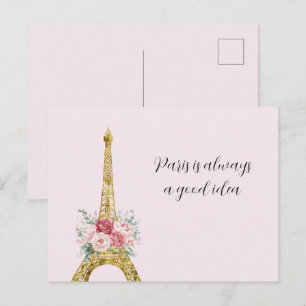 Bloemige Eiffeltoren Parijs is Altijd Een Goed Ide Briefkaart