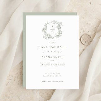 Bloemige Elegante Groene Hortensia Save the Date Kaart