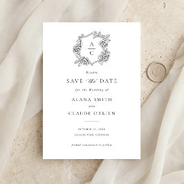 Bloemige Elegante Hortensia Crest Save the Date Kaart