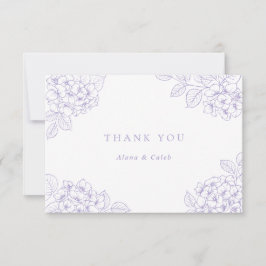 Bloemige Elegante Paarse Hortensia Huwelijk Bedank Bedankkaart