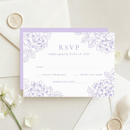Bloemige Elegante Paarse Hortensia Huwelijk RSVP Kaart