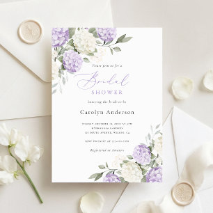 Bloemige Elegante Paarse Hydrangea Bruidsfeest Kaart