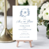 Bloemige Elegante Rozen Wapen Monogram Save the Da Kaart