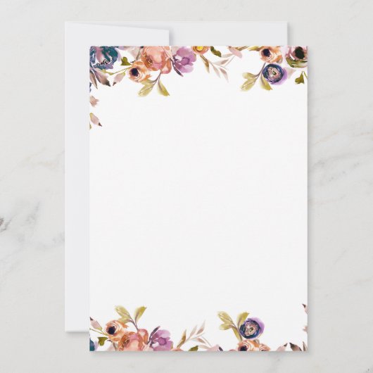 Bloemige Elegante Uitgestelde Bruiloft Waard om te Kaart (Achterkant)