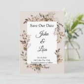 Bloemige Elegantie Bewaar de Datum Uitnodiging (Staand voorkant)