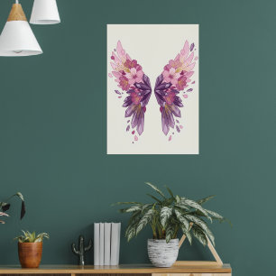 Bloemige engelenvleugels Watercolour Kunst Poster