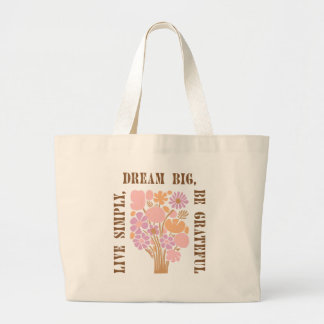 Bloemige esthetische motivatietas grote tote bag