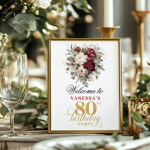 Bloemige eucalyptus blush 80ste verjaardag 8x10 we poster