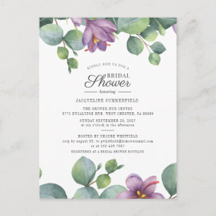 Bloemige Eucalyptus Groene Script Bruiloft Feest Uitnodiging Briefkaart