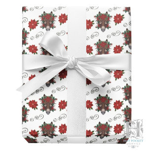 Bloemige Ezel Kerst Inpakpapier