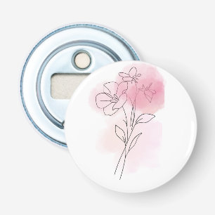 Bloemige Fluistering – Minimalistische Lijnkunst K Button Flesopener