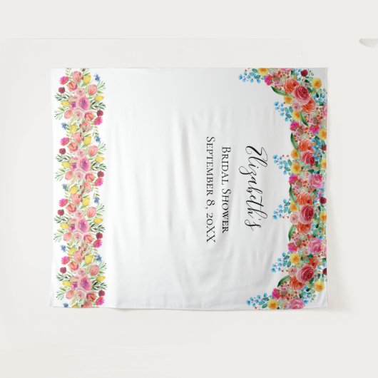 Bloemige foto-achtergrond bruiloft bruidsshower wandkleed (Voorkant (horizontaal))