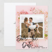 Bloemige foto save the dates - Roze & elegant! Save The Date (Voorkant / Achterkant)
