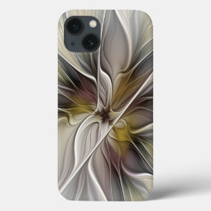 Bloemige Fractal, Fantasie Bloem met Aardetinten iPhone 13 Hoesje
