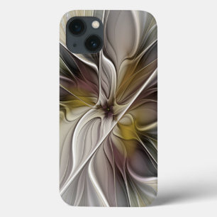 Bloemige Fractal, Fantasie Bloem met Aardetinten iPhone 13 Hoesje