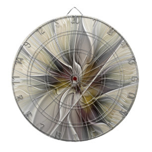 Bloemige Fractal, Fantasie Bloem met Aardtinten Dartbord