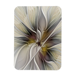 Bloemige Fractal, Fantasie Bloem met Aardtinten Magneet