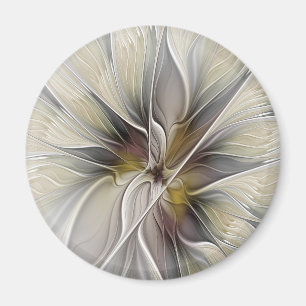 Bloemige Fractal, Fantasie Bloem met Aardtinten Magneet