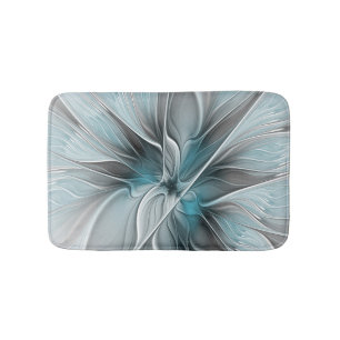 Bloemige Fractale Moderne Abstracte Bloem Blauw Gr Badmat