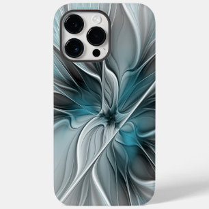 Bloemige Fractale Moderne Abstracte Bloem Blauw Gr Case-Mate iPhone 14 Pro Max Hoesje