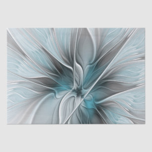 Bloemige Fractale Moderne Abstracte Bloem Blauw Gr Tissuepapier