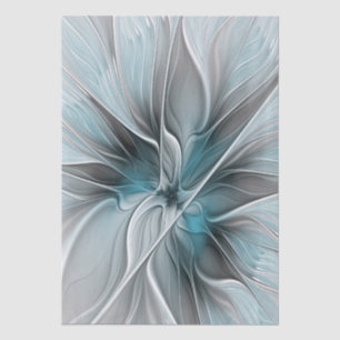 Bloemige Fractale Moderne Abstracte Bloem Blauw Gr Tissuepapier