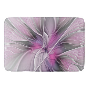 Bloemige Fractale Moderne Abstracte Bloem Roze Gri Badmat
