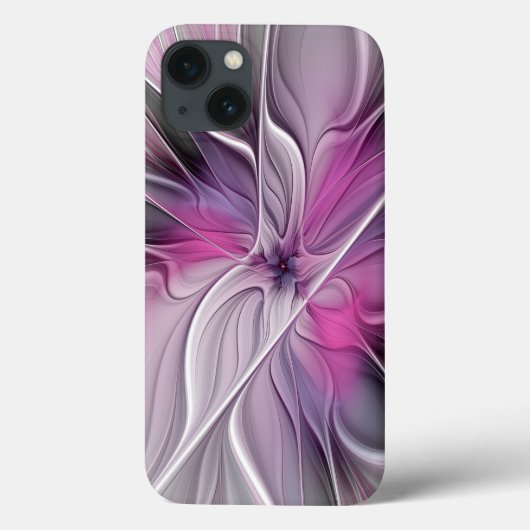 Bloemige Fractale Moderne Abstracte Bloem Roze Gri Case-Mate iPhone Case (Achterkant)