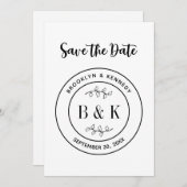 Bloemige Fun Monogram Trouw Koppel Naam Save The Date (Voorkant / Achterkant)