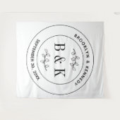 Bloemige Fun Monogram Trouw Koppel Naam Wandkleed (Voorkant (horizontaal))