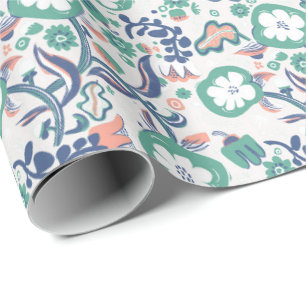 Bloemige Fun Print Op Wit Cadeaupapier