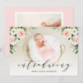 Bloemige geboorteaankondigingen voor babymeisjes kaart (Voorkant / Achterkant)