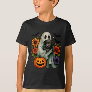 Bloemige Geest Zwarte Hond Coquette Grappig Hallow T-shirt