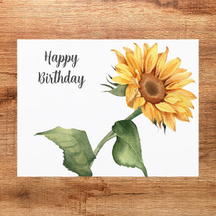 Bloemige Gele Zonnebloem Gelukkige Verjaardag Briefkaart