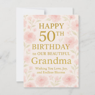 Bloemige gelukkige 50e oma verjaardag fleece deken briefkaart