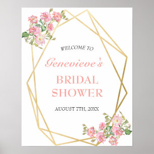 Bloemige geometrische blush roze bruiloft Welcome Poster