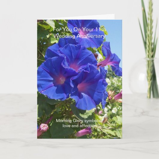Bloemige gepersonaliseerde 11e trouwdag kaart (Voorkant)