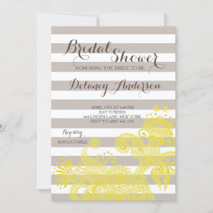 bloemige gestreepte bruidsdoucheuitnodigingen kaart