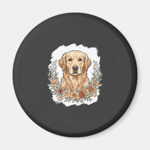 Bloemige Golden Retriever Sublimatie Magneet