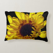 Bloemige Gouden Geel Zwarte Abstracte Kunstzinnige Accent Kussen (Achterkant)