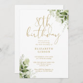 Bloemige groene 80ste verjaardagsfeestje kaart (Voorkant / Achterkant)