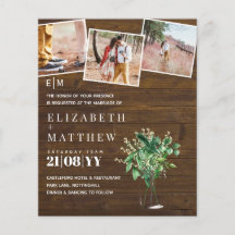 Bloemige groene bladrijke trouwuitnodiging budget