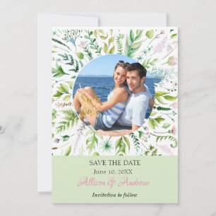 Bloemige Groene Foto Save the Date