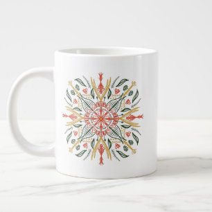Bloemige Groene Geel Oranje Boheemse Kunst Extra Grote Beker
