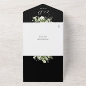 Bloemige groene QR-code script bruiloft foto All In One Uitnodiging (Buitenkant)