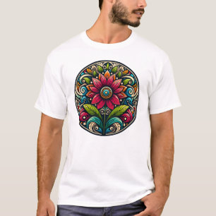 Bloemige Harmonie Mandala – Levendige Botanische S T-shirt